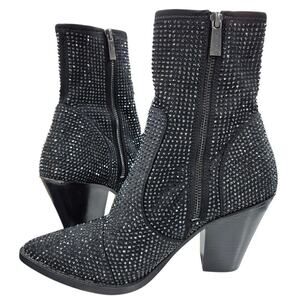 Michael Kors Women's Dover Heeled Bootie rhinestone black Sz 9